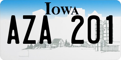 IA license plate AZA201