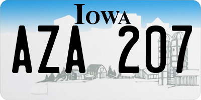 IA license plate AZA207