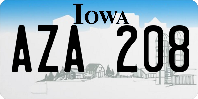 IA license plate AZA208