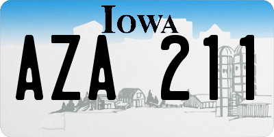 IA license plate AZA211