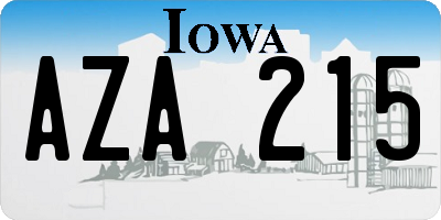 IA license plate AZA215