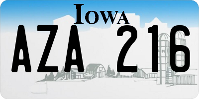IA license plate AZA216