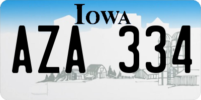 IA license plate AZA334