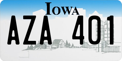 IA license plate AZA401