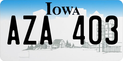 IA license plate AZA403