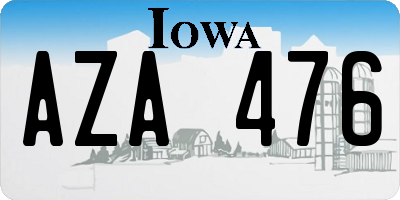 IA license plate AZA476