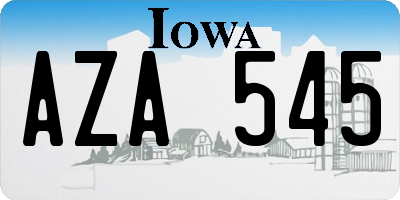 IA license plate AZA545