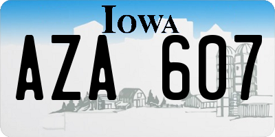IA license plate AZA607
