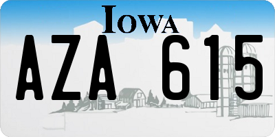 IA license plate AZA615