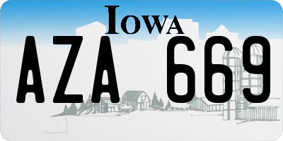 IA license plate AZA669