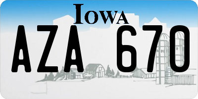 IA license plate AZA670