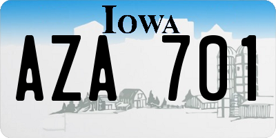 IA license plate AZA701