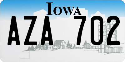IA license plate AZA702