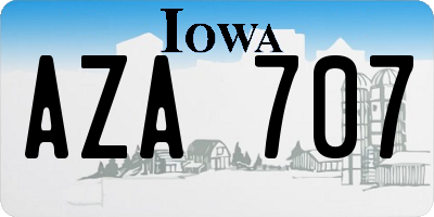 IA license plate AZA707