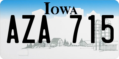 IA license plate AZA715