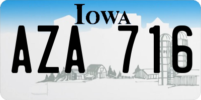 IA license plate AZA716