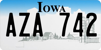 IA license plate AZA742