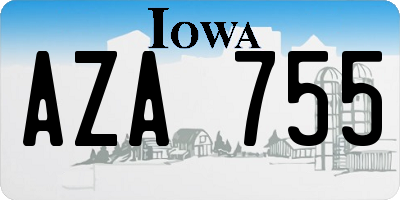 IA license plate AZA755