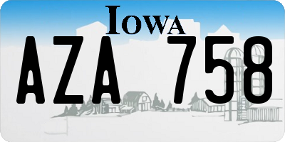 IA license plate AZA758