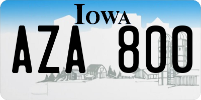 IA license plate AZA800