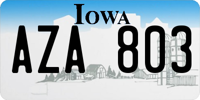 IA license plate AZA803