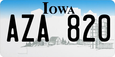 IA license plate AZA820