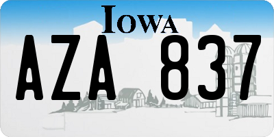 IA license plate AZA837