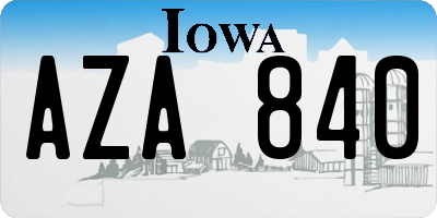 IA license plate AZA840