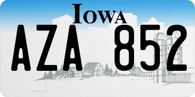 IA license plate AZA852