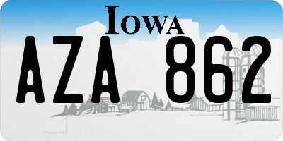IA license plate AZA862
