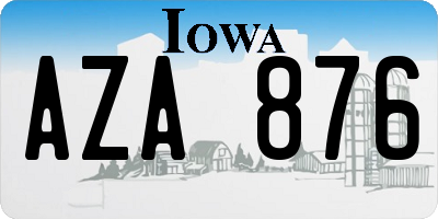 IA license plate AZA876