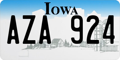 IA license plate AZA924