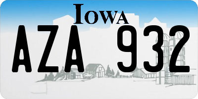IA license plate AZA932