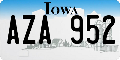 IA license plate AZA952
