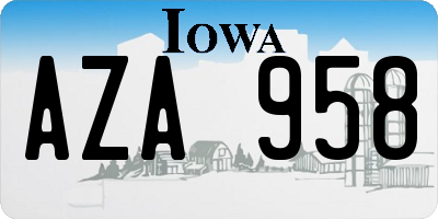 IA license plate AZA958