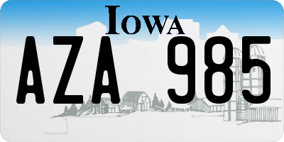IA license plate AZA985