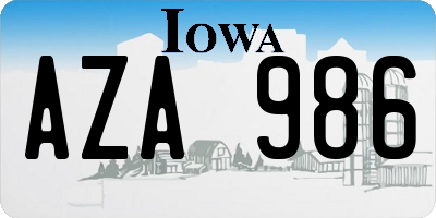 IA license plate AZA986