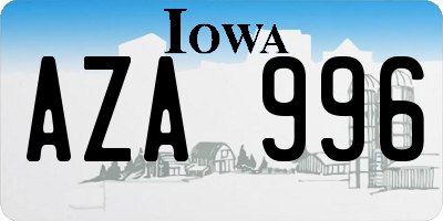 IA license plate AZA996
