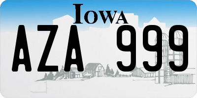 IA license plate AZA999