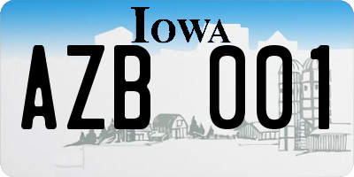 IA license plate AZB001