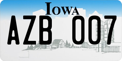 IA license plate AZB007