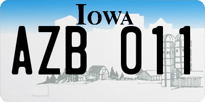 IA license plate AZB011