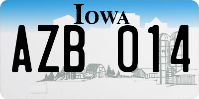 IA license plate AZB014