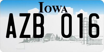 IA license plate AZB016