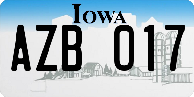 IA license plate AZB017