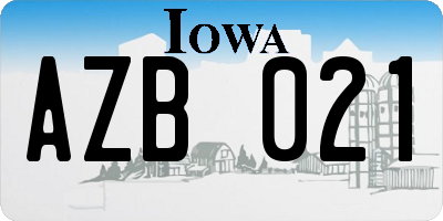 IA license plate AZB021