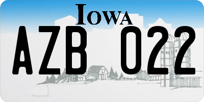 IA license plate AZB022