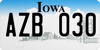 IA license plate AZB030