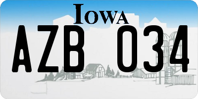 IA license plate AZB034