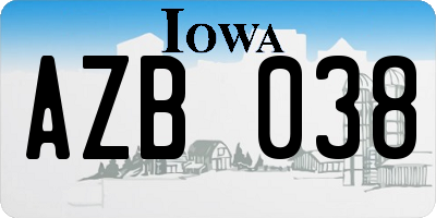 IA license plate AZB038